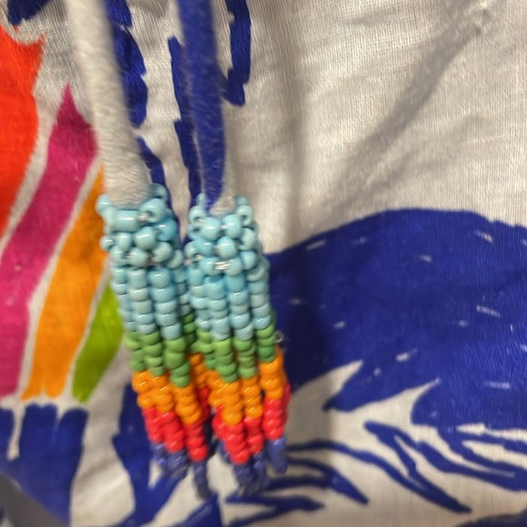 Farm farmrio large parrot dress with slit and beaded tassel Anthropologie - Picture 6 of 9